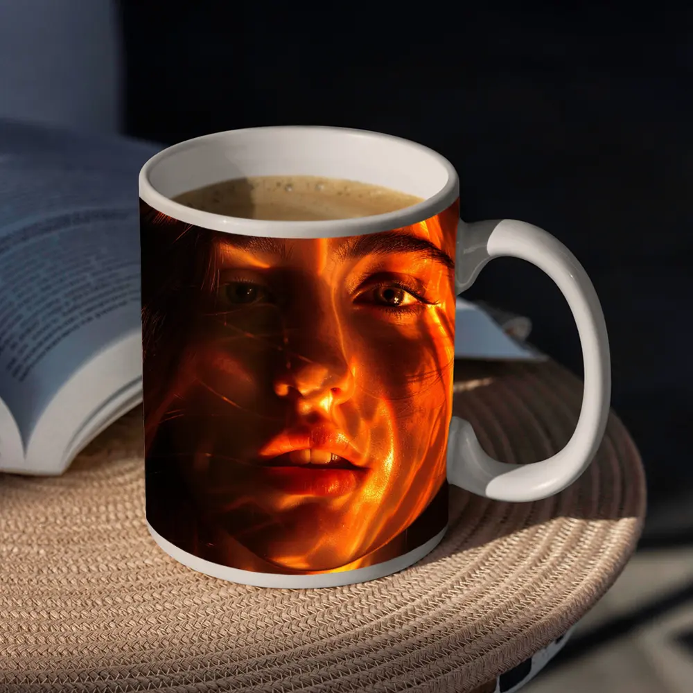Woman Portrait Golden Light Shadow Play – Mugs
