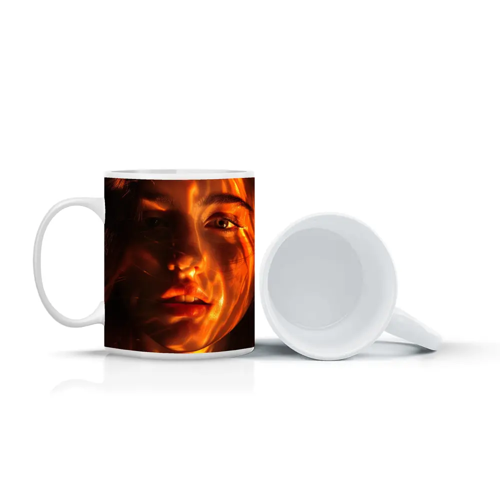 Woman Portrait Golden Light Shadow Play – Mugs
