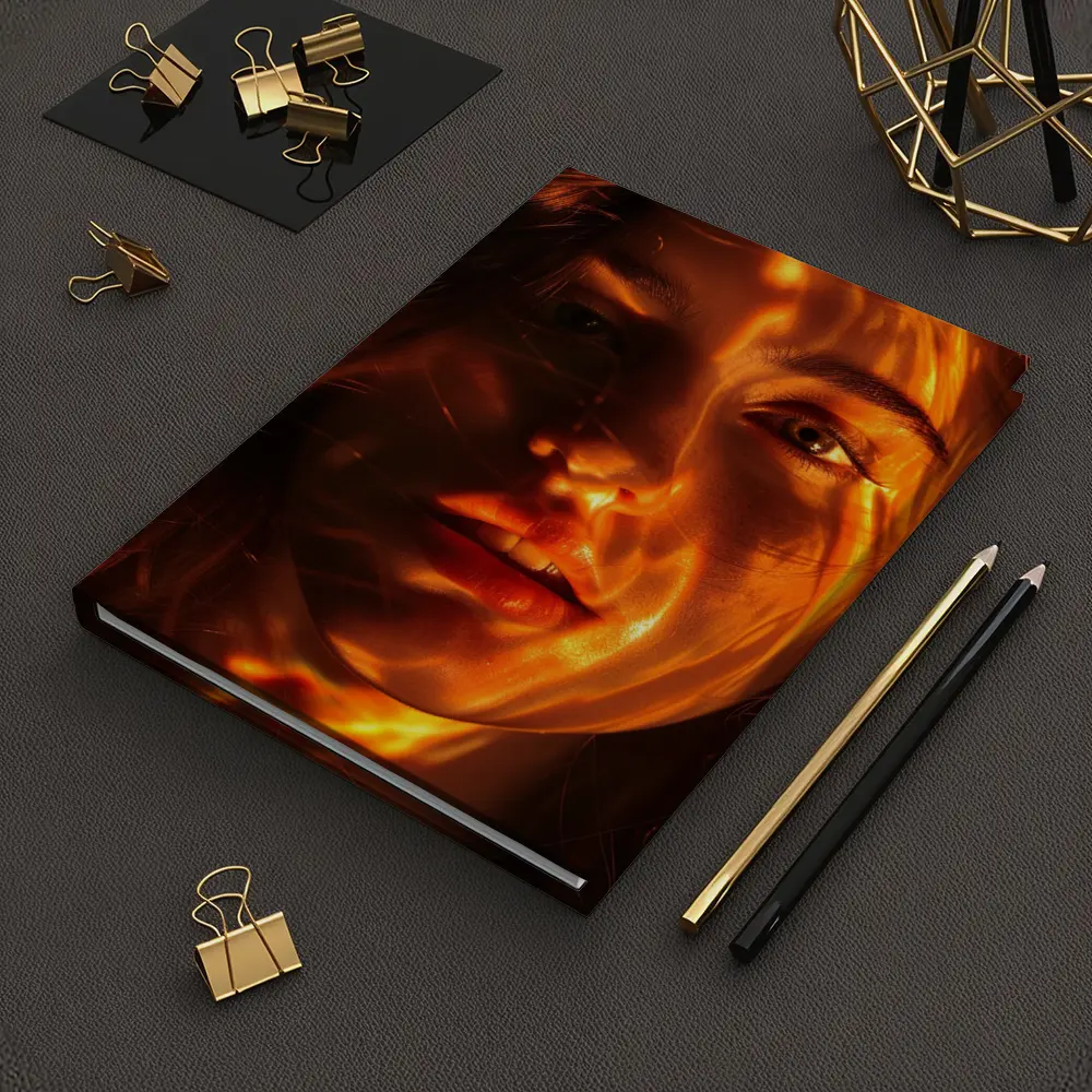 Woman Portrait Golden Light Shadow Play – Notebooks
