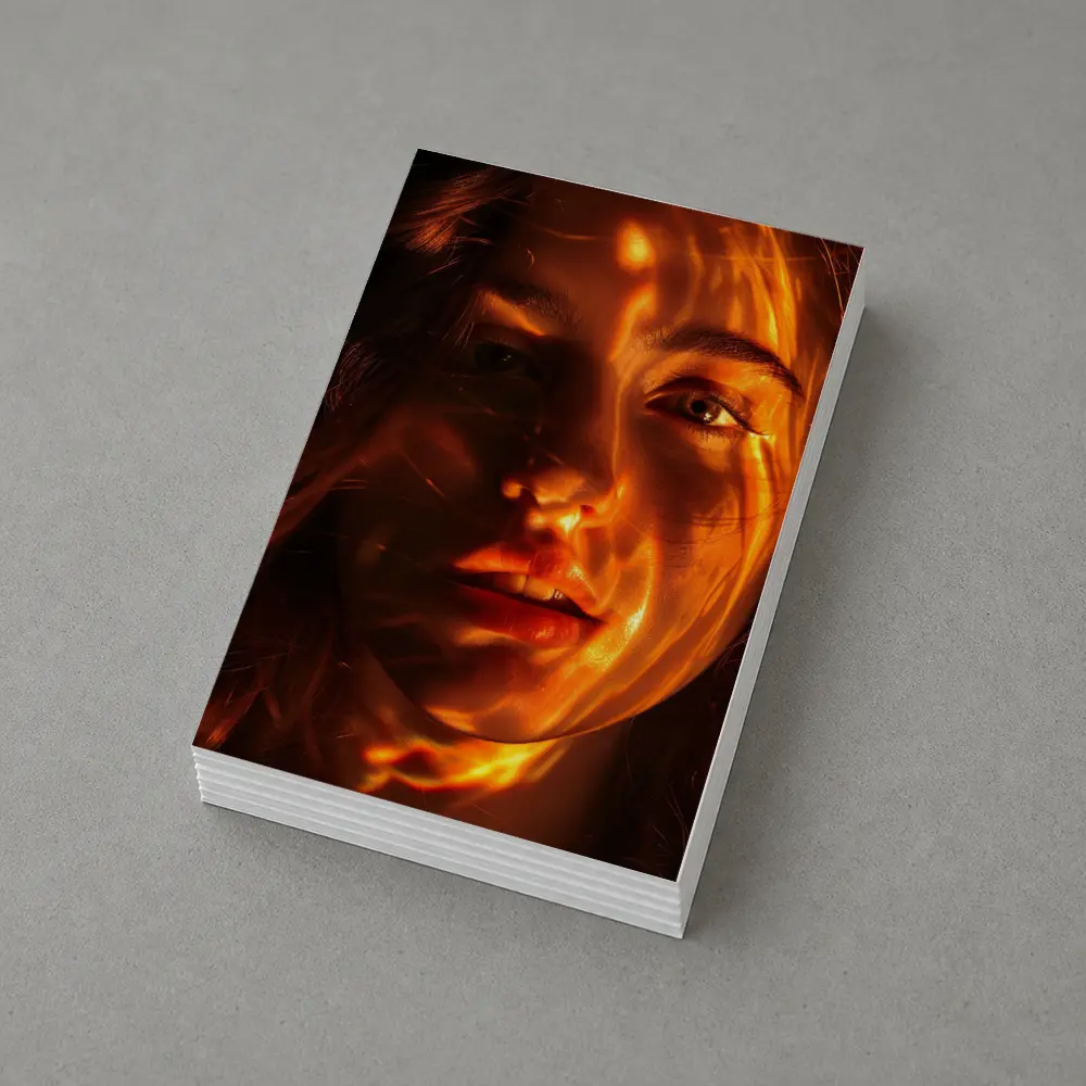 Woman Portrait Golden Light Shadow Play – Postcards