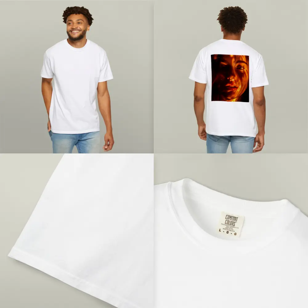 Woman Portrait Golden Light Shadow Play – T-Shirts