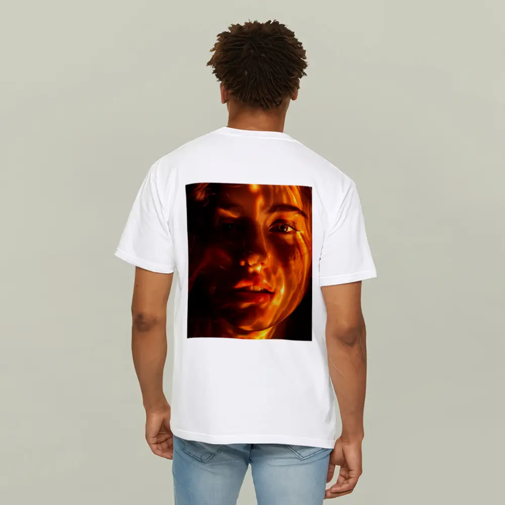 Woman Portrait Golden Light Shadow Play – T-Shirts