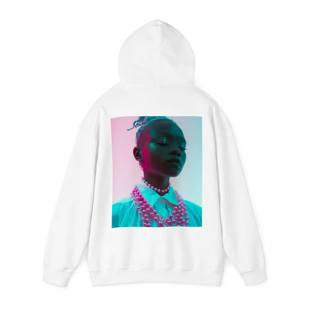 Woman Portrait Neon Pink Teal Studio Light – Hoodies