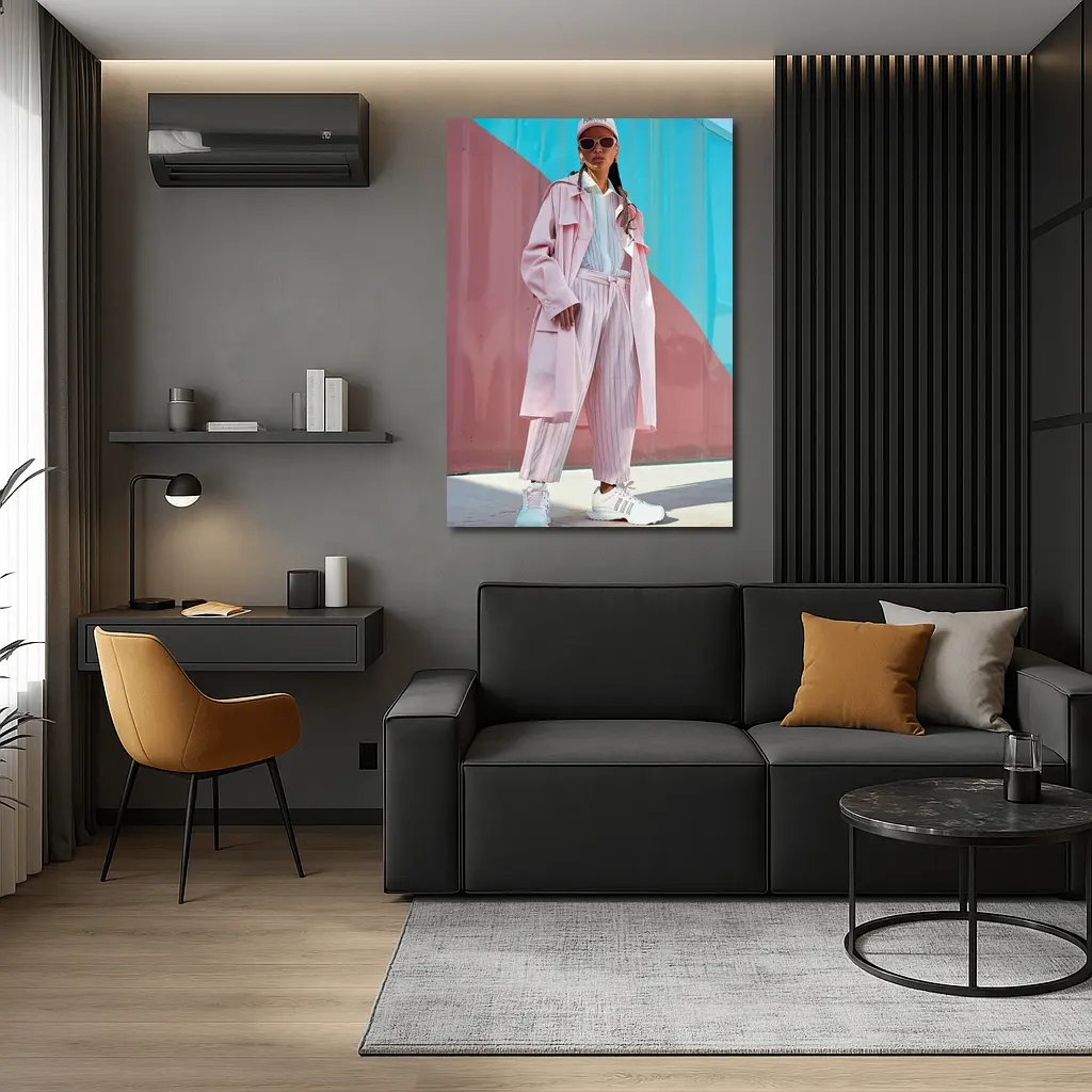 Pink Streetwear Fashion Woman Colorful Wall – Wall Art