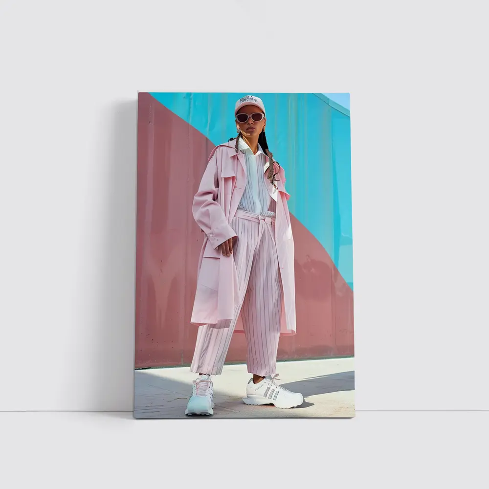 Pink Streetwear Fashion Woman Colorful Wall – Wall Art