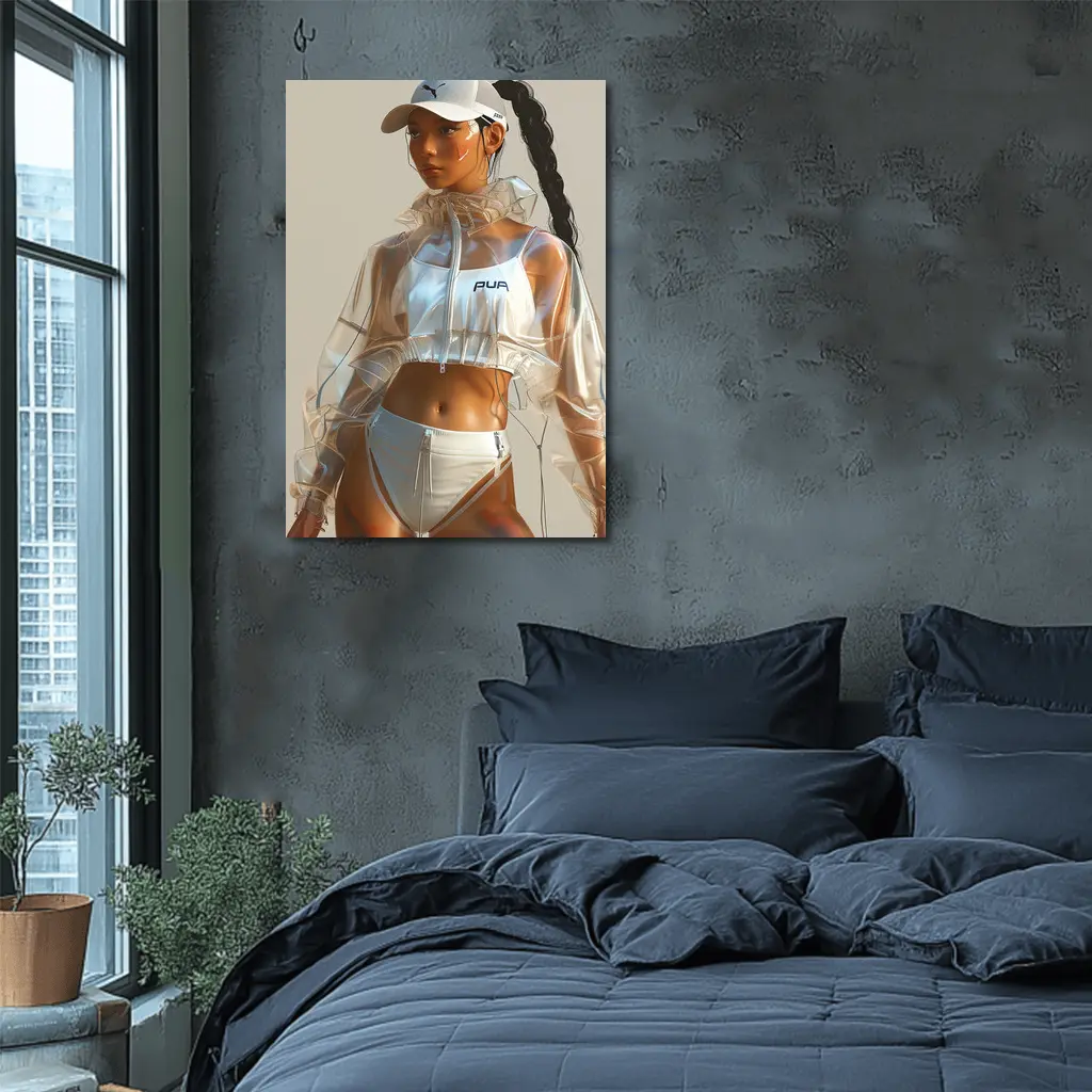 Futuristic Puma Athletic Woman Clear Jacket – Wall Art