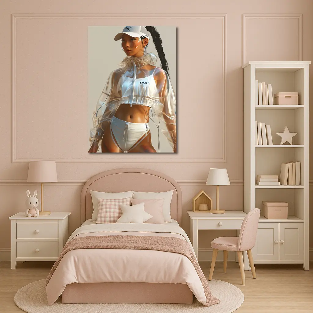 Futuristic Puma Athletic Woman Clear Jacket – Wall Art