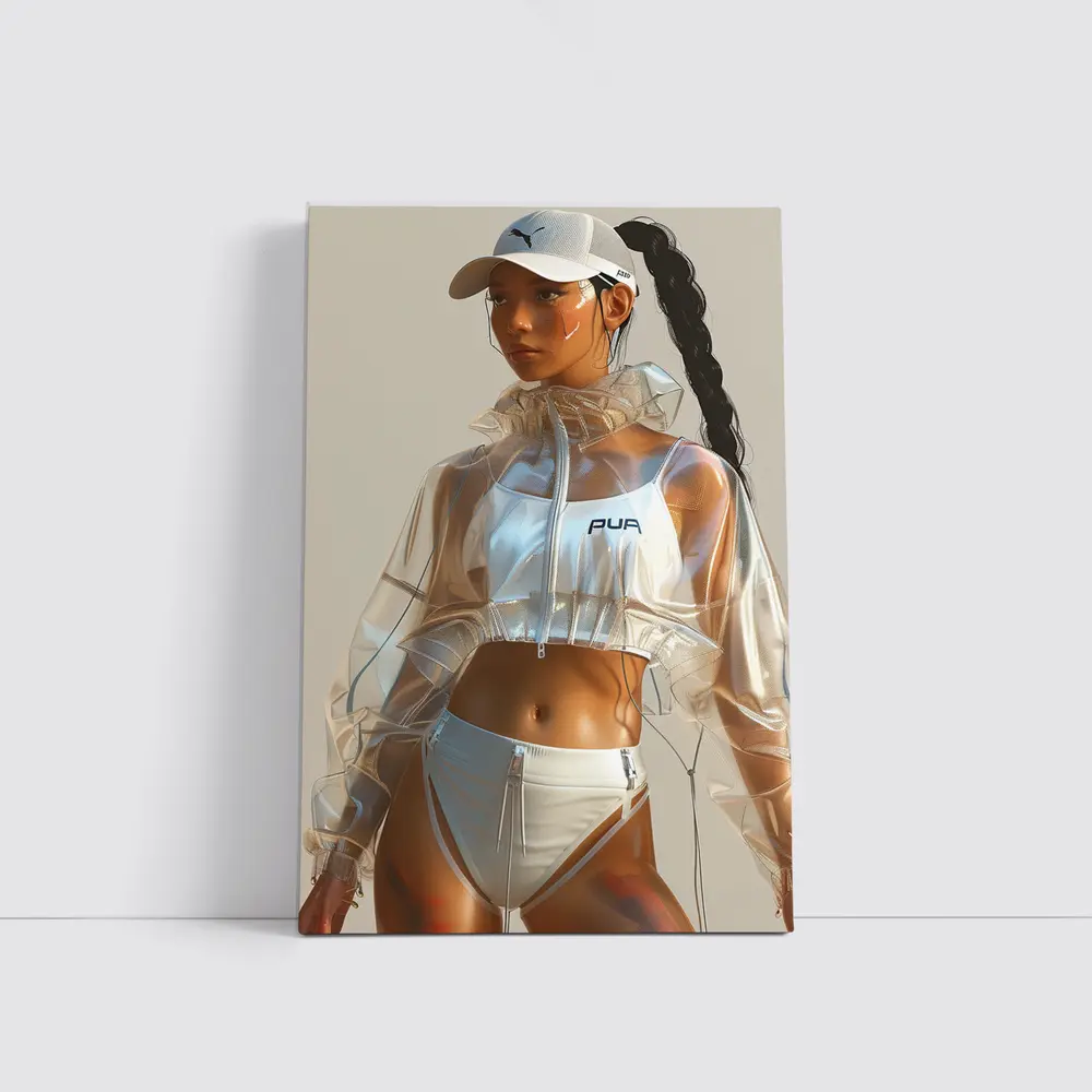Futuristic Puma Athletic Woman Clear Jacket – Wall Art