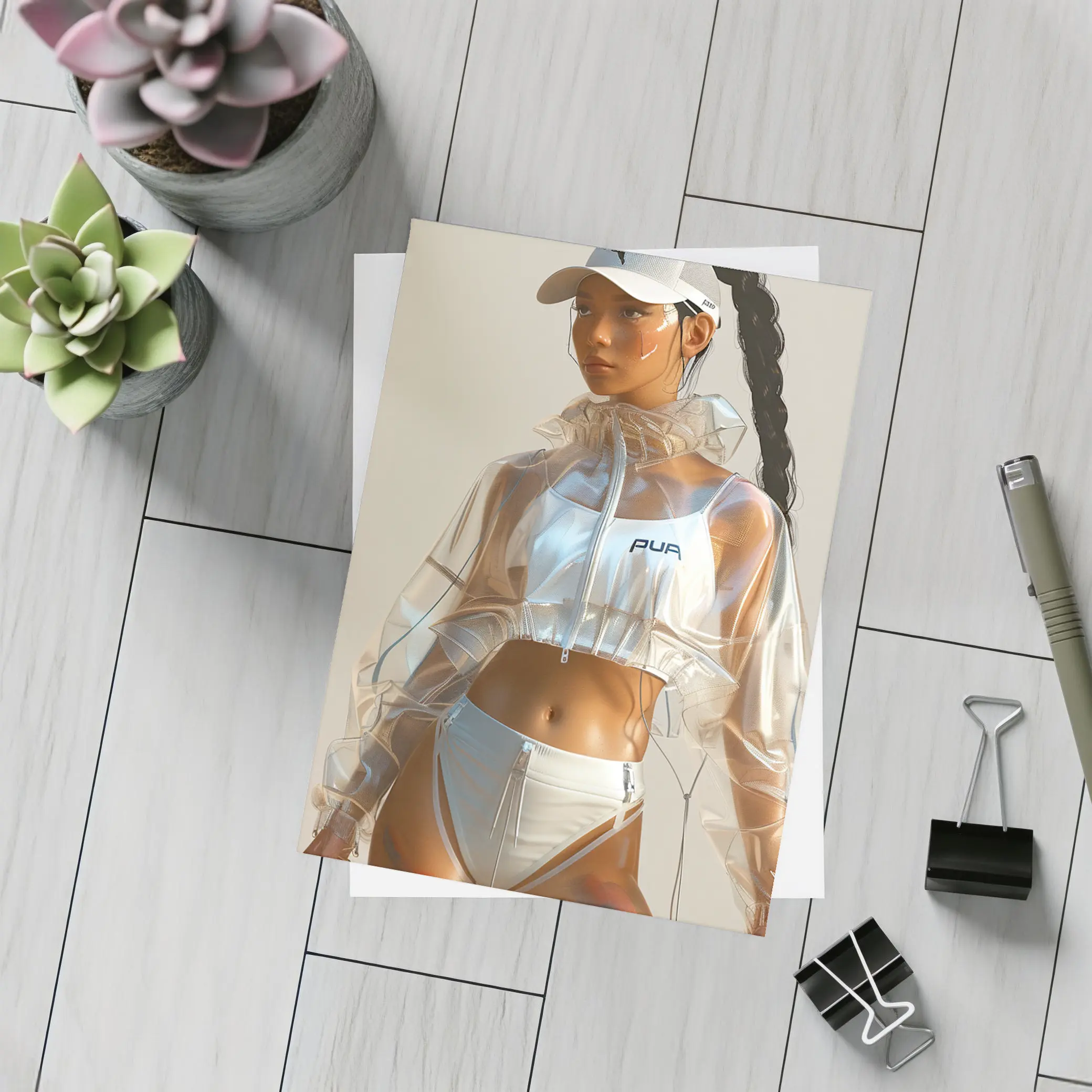 Futuristic Puma Athletic Woman Clear Jacket – Postcards