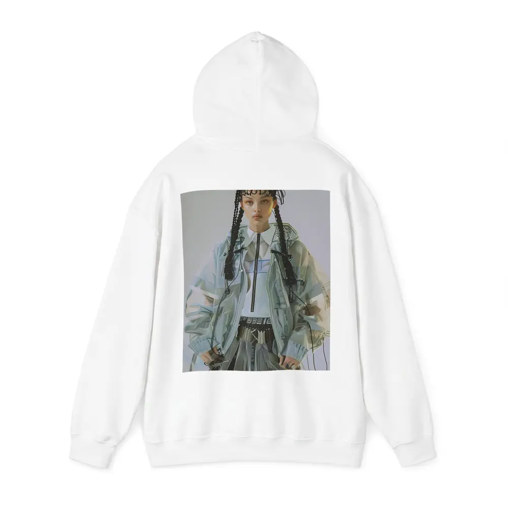 Cyberpunk Fashion Model Transparent Jacket Portrait – Hoodies
