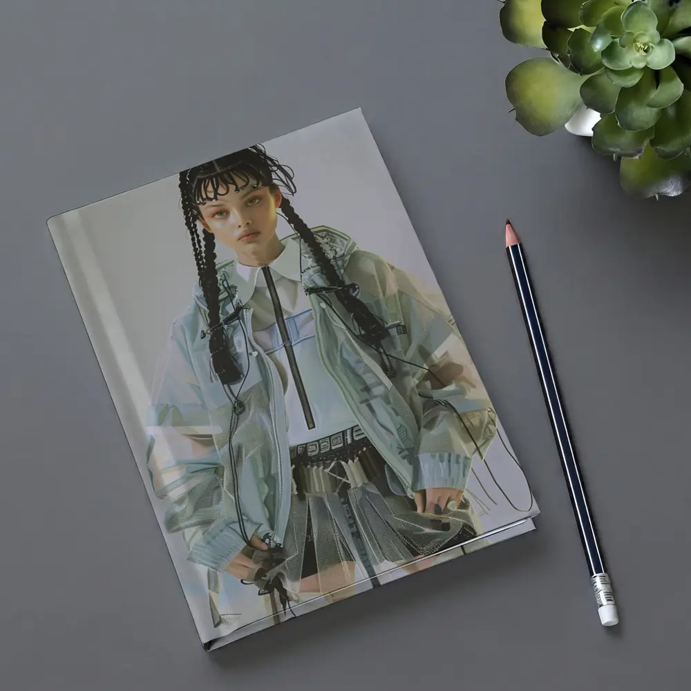 Cyberpunk Fashion Model Transparent Jacket Portrait – Notebooks