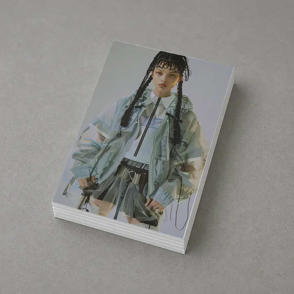 Cyberpunk Fashion Model Transparent Jacket Portrait – Postcards