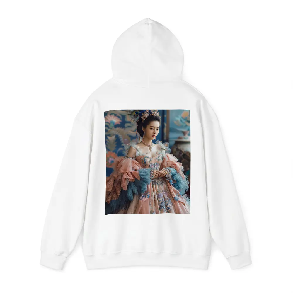 Asian Woman Baroque Peacock Feather Gown – Hoodies