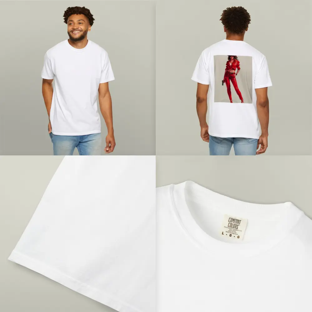 Red Outfit Woman With Gun Illustration – T-Shirts