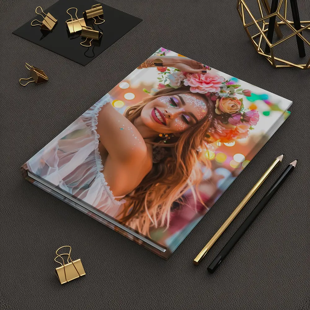 Festival Girl Flower Crown Glitter Bokeh – Notebooks