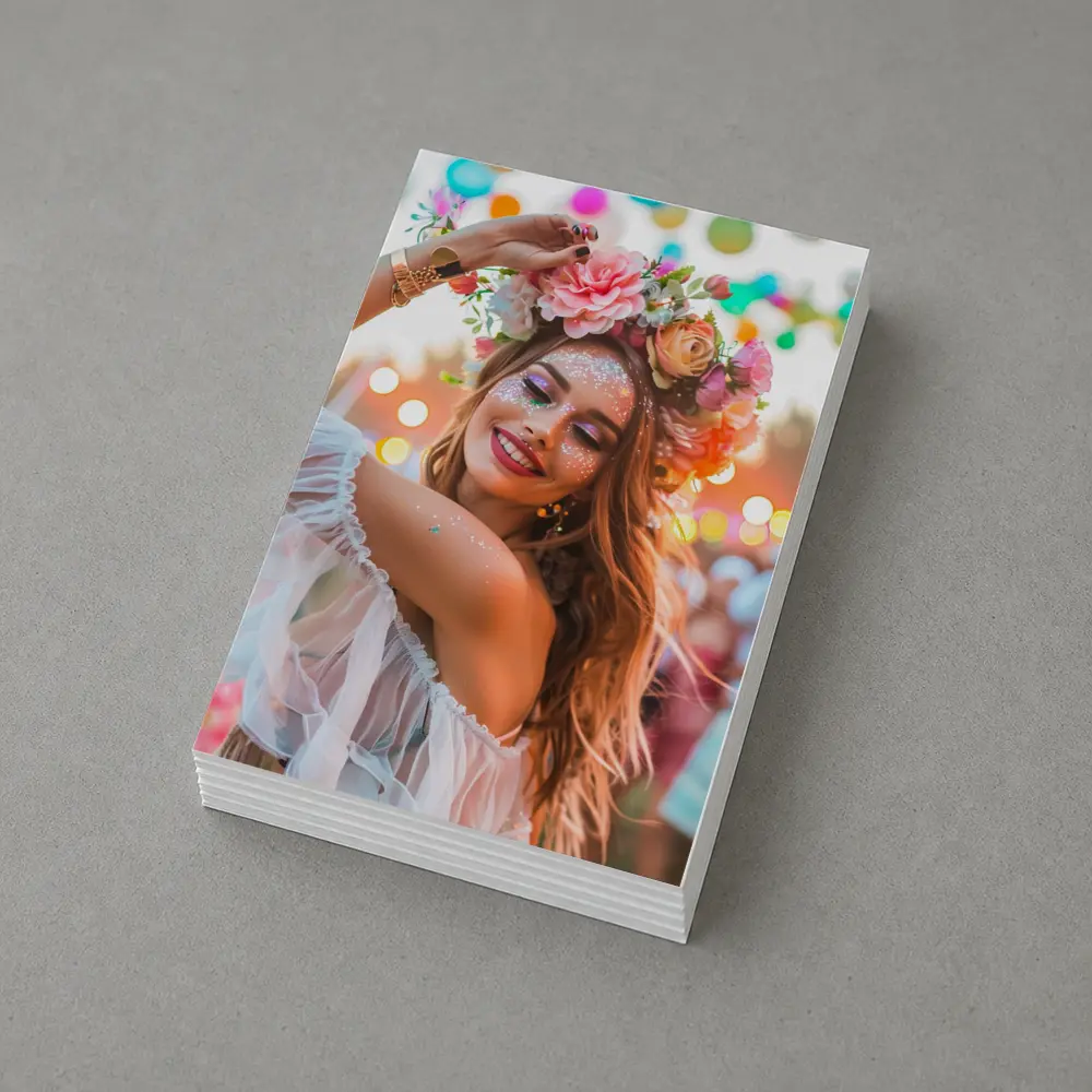 Festival Girl Flower Crown Glitter Bokeh – Postcards