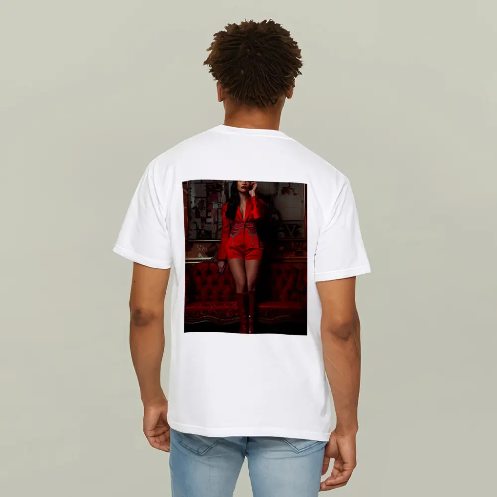Woman Red Suit Shorts Ornate Interior – T-Shirts