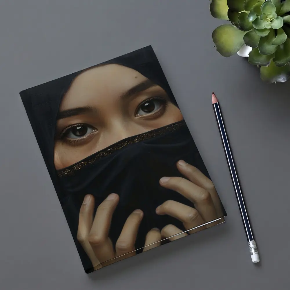 Woman in Black Niqab Expressive Eyes Portrait – Notebooks