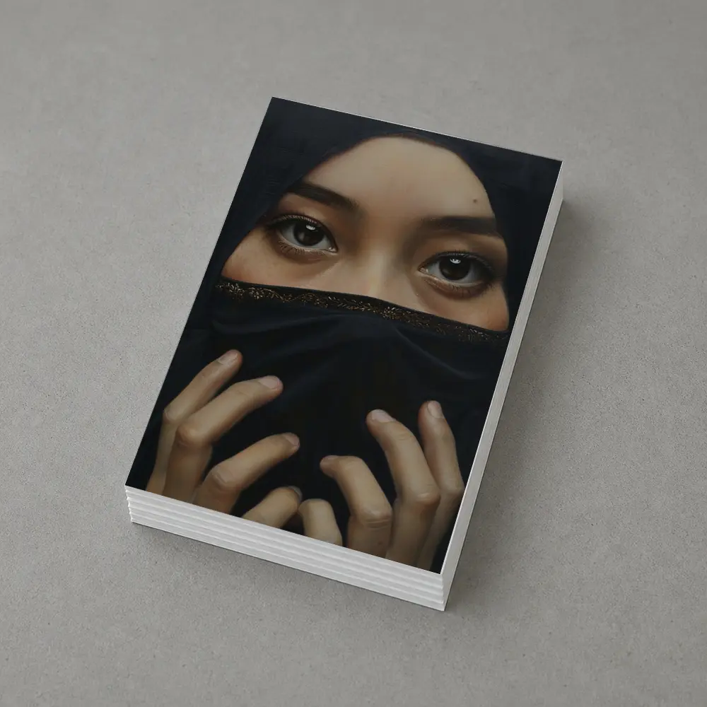 Woman in Black Niqab Expressive Eyes Portrait – Postcards