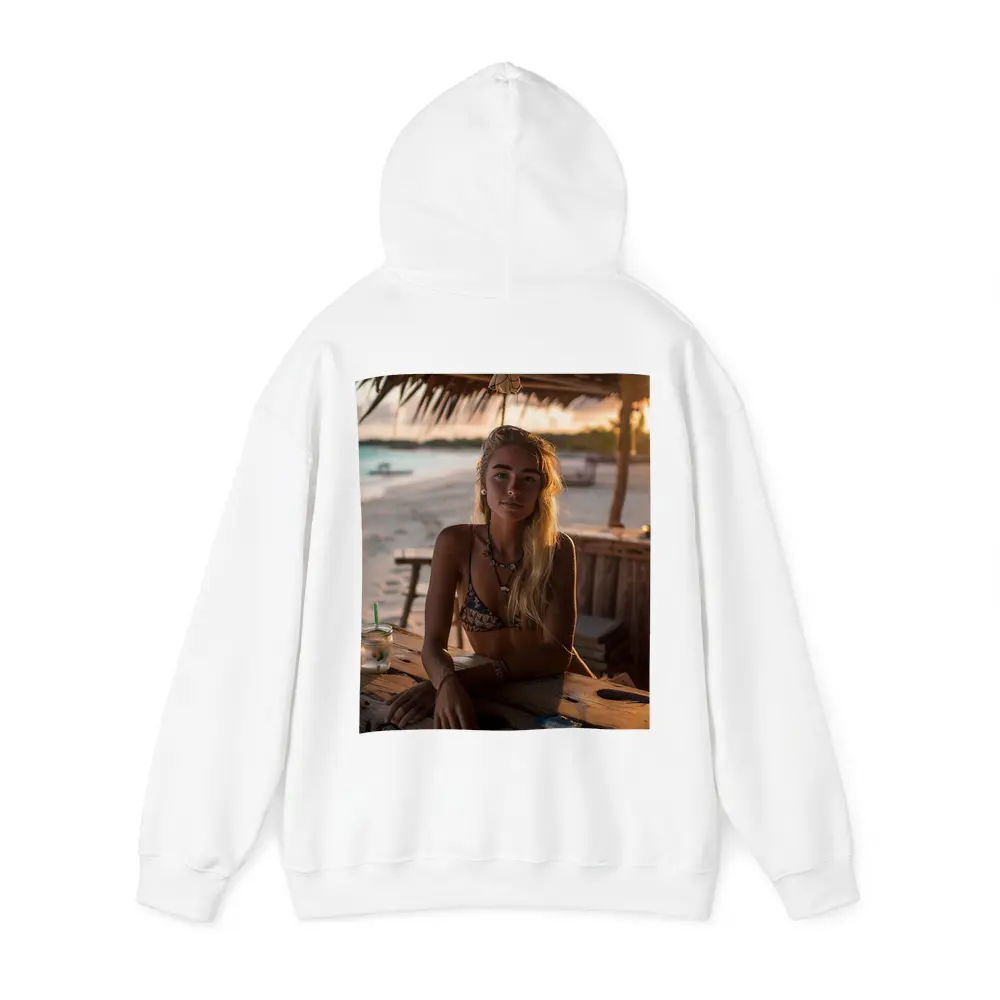 Blonde Woman at Tropical Beach Bar Sunset – Hoodies