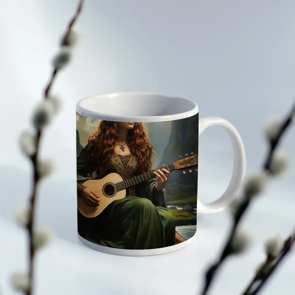 Celtic Woman Playing Guitar Mountain Valley – Mugs