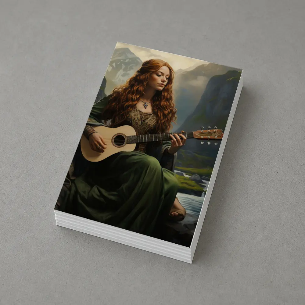 Celtic Woman Playing Guitar Mountain Valley – Postcards