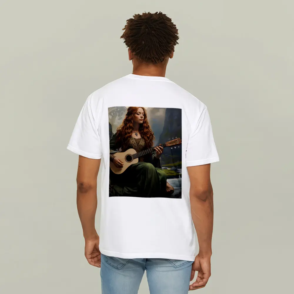 Celtic Woman Playing Guitar Mountain Valley – T-Shirts