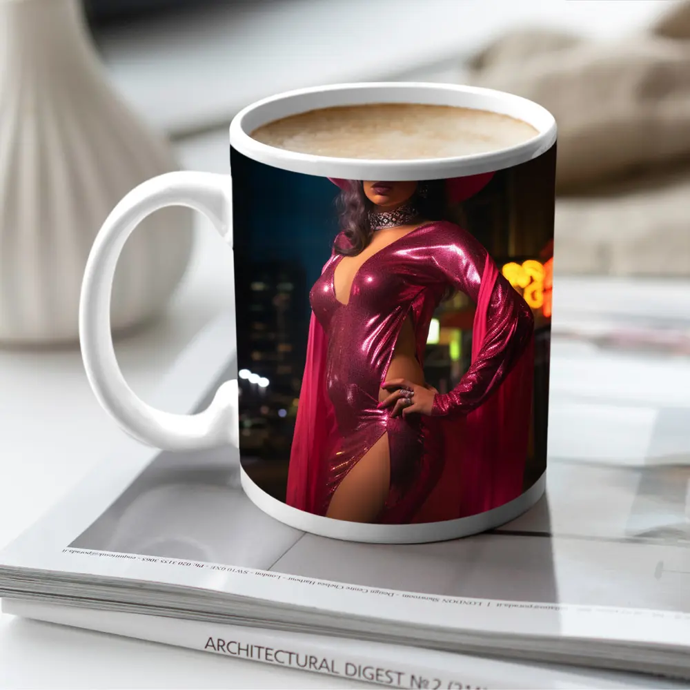 Pink Cowgirl Sequin Dress Neon City Night – Mugs