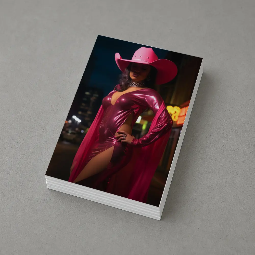 Pink Cowgirl Sequin Dress Neon City Night – Postcards