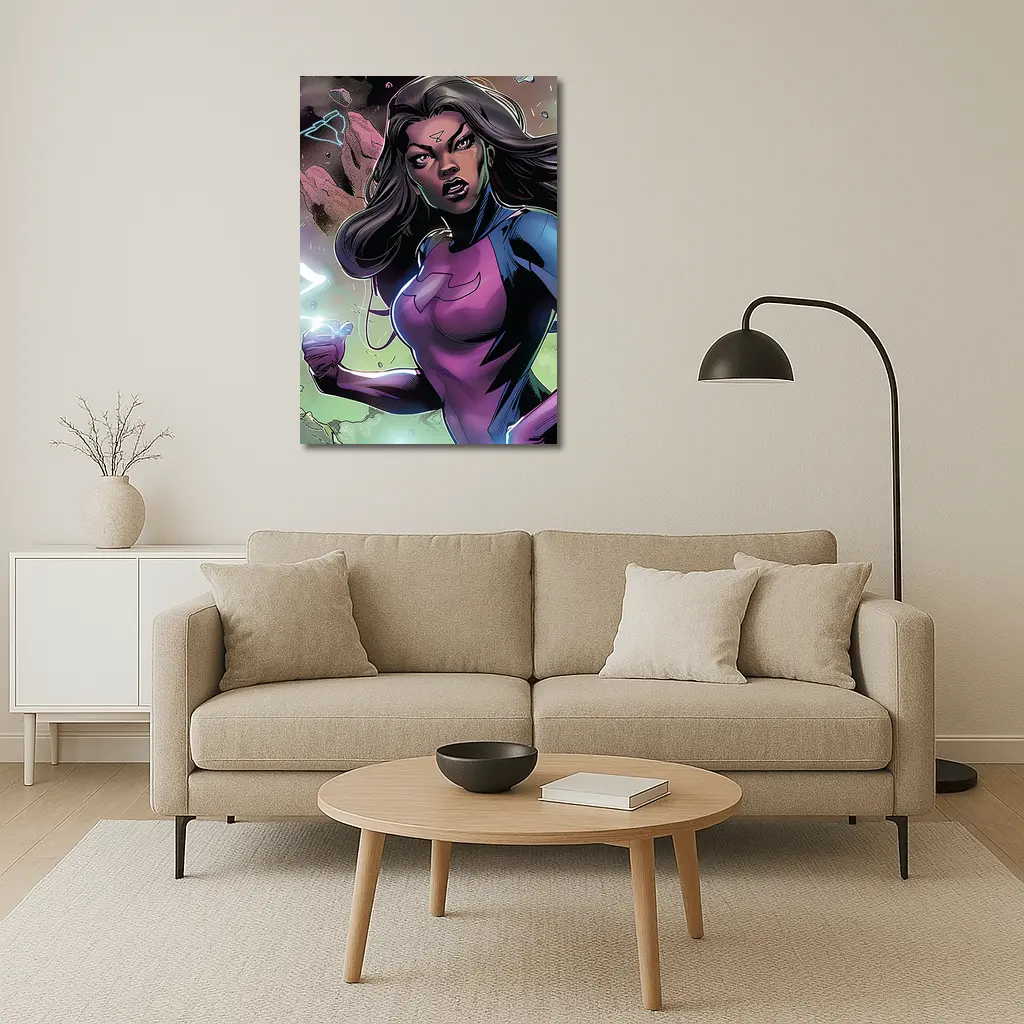 Female Superhero Comic Art Action Scene – Wall Art
