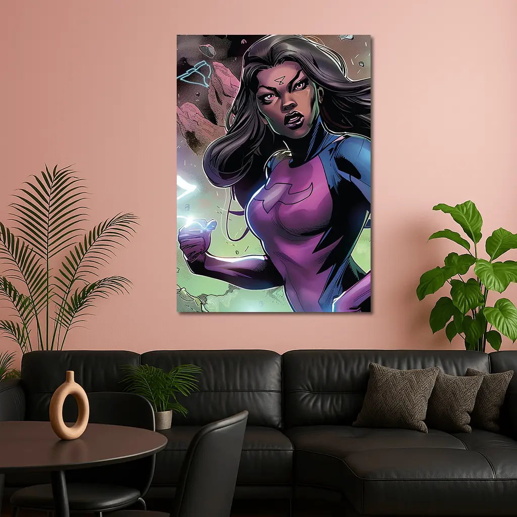 Female Superhero Comic Art Action Scene – Wall Art