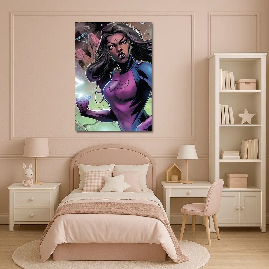 Female Superhero Comic Art Action Scene – Wall Art