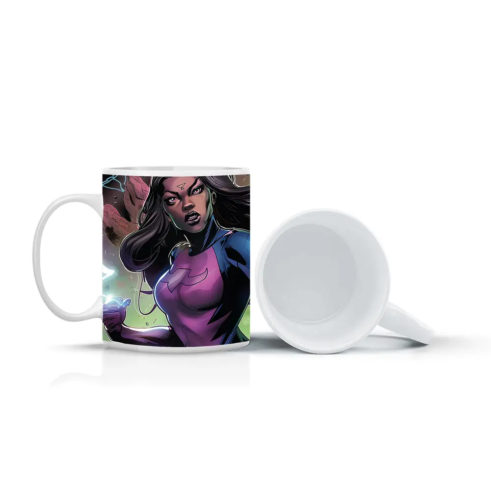 Female Superhero Comic Art Action Scene – Mugs