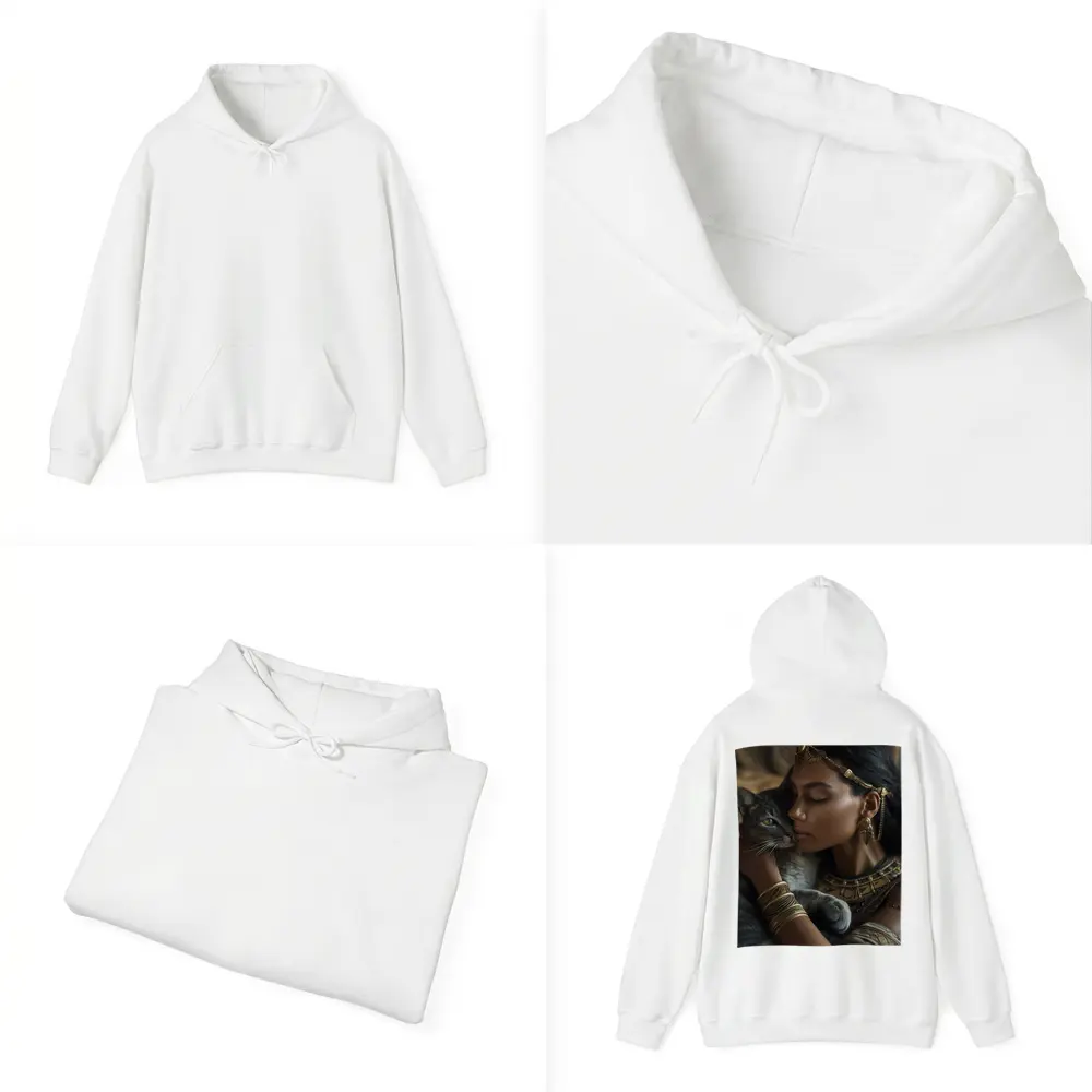 Egyptian Woman With Gray Cat Gold Jewelry – Hoodies