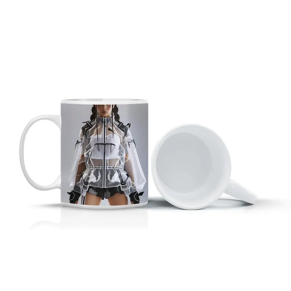 Futuristic Transparent Puma Jacket Fashion Editorial – Mugs