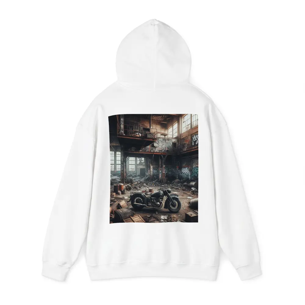 Vintage Motorcycle Abandoned Industrial Warehouse Graffiti – Hoodies