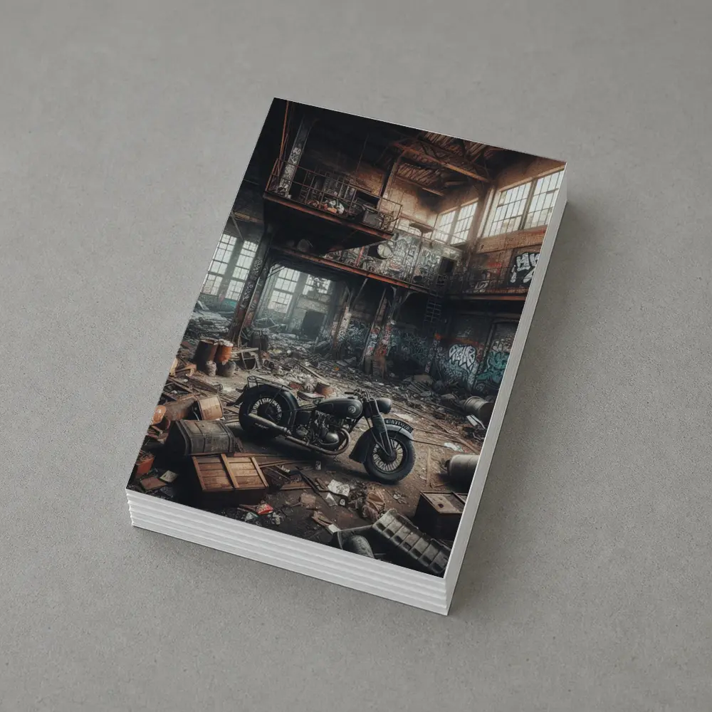 Vintage Motorcycle Abandoned Industrial Warehouse Graffiti – Postcards