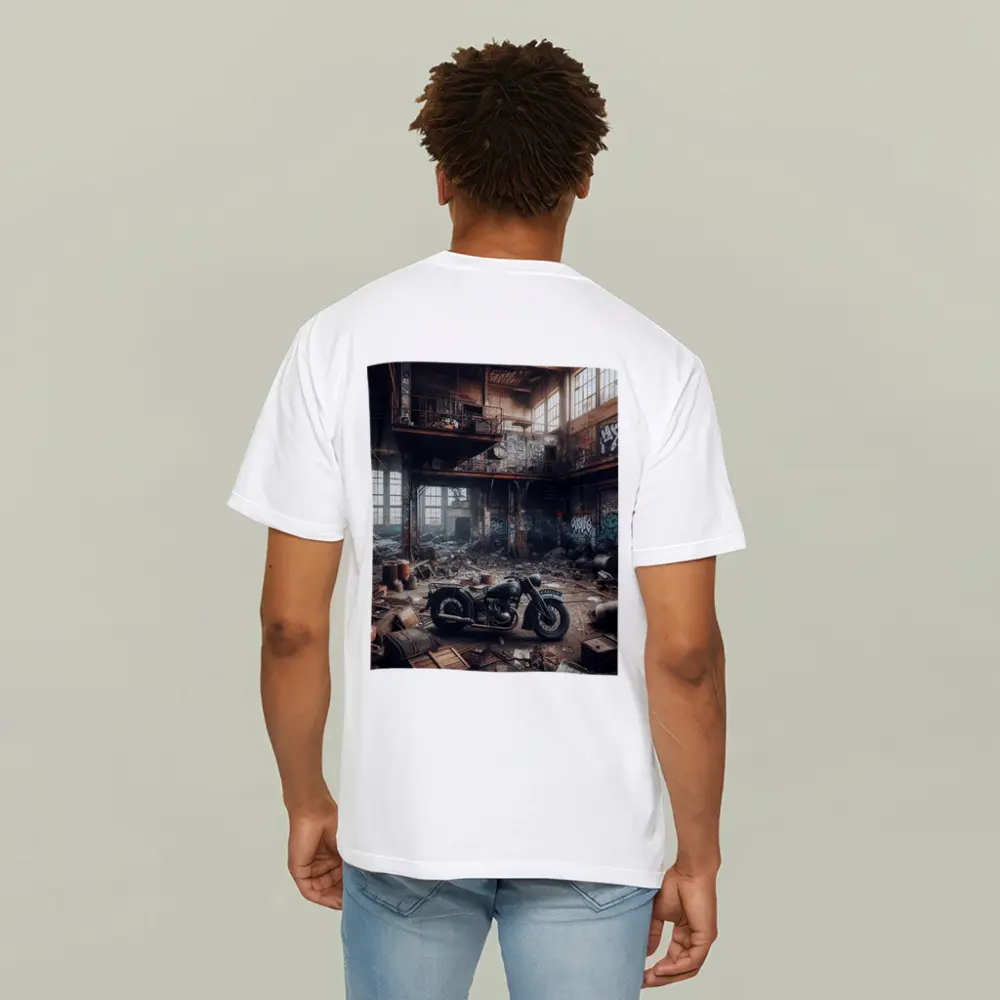 Vintage Motorcycle Abandoned Industrial Warehouse Graffiti – T-Shirts