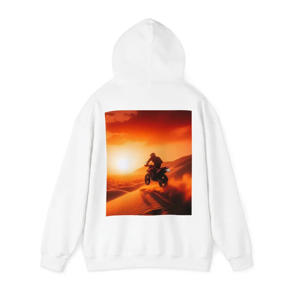 Motocross Rider Jumping Desert Sand Dunes Sunset – Hoodies