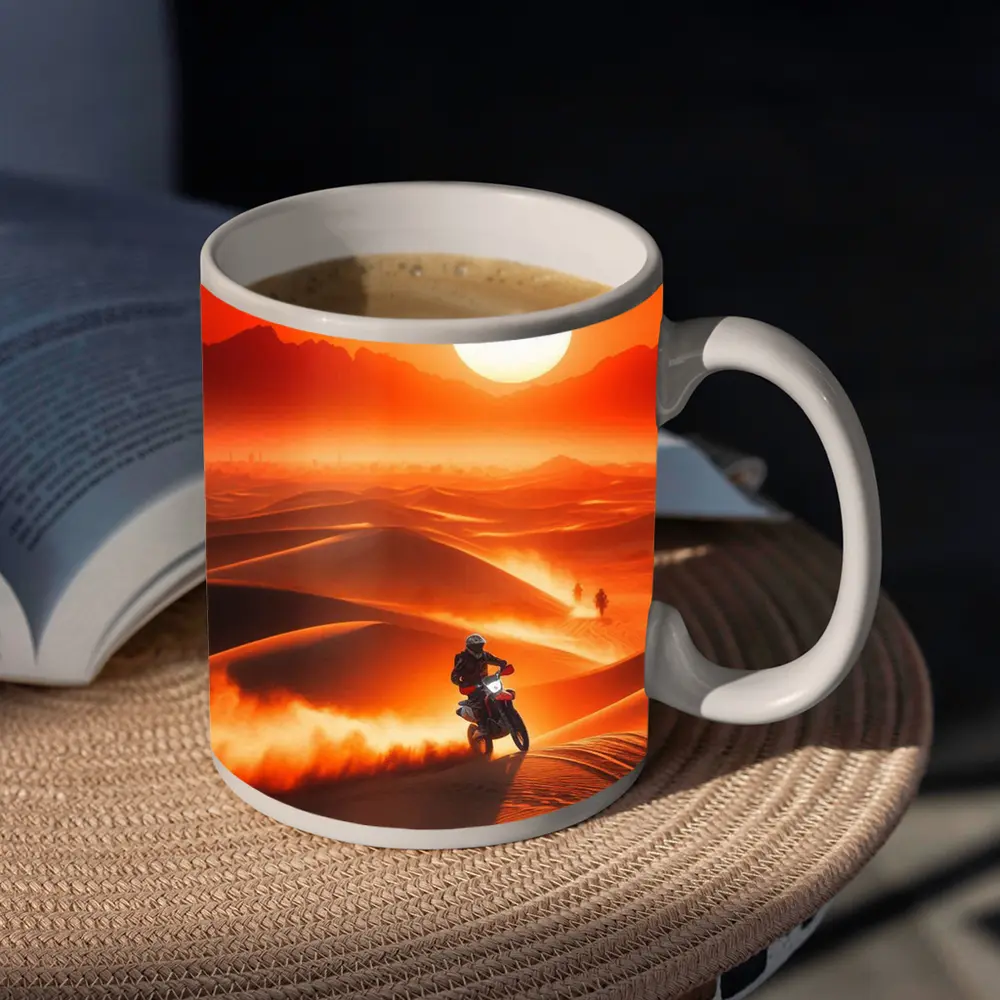 Dirt Bike Rider Blazing Through Desert Dunes – Mugs