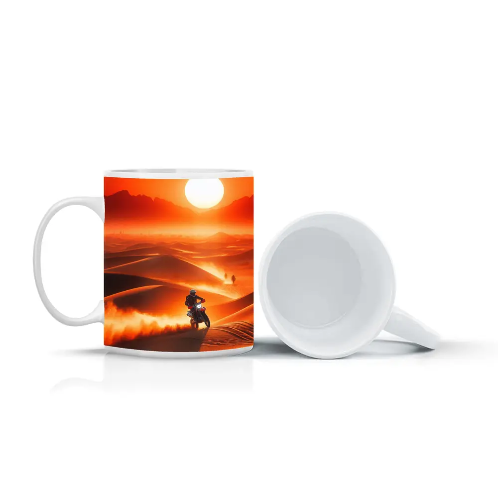 Dirt Bike Rider Blazing Through Desert Dunes – Mugs