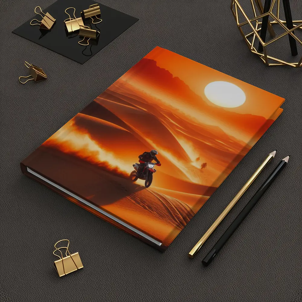 Dirt Bike Rider Blazing Through Desert Dunes – Notebooks