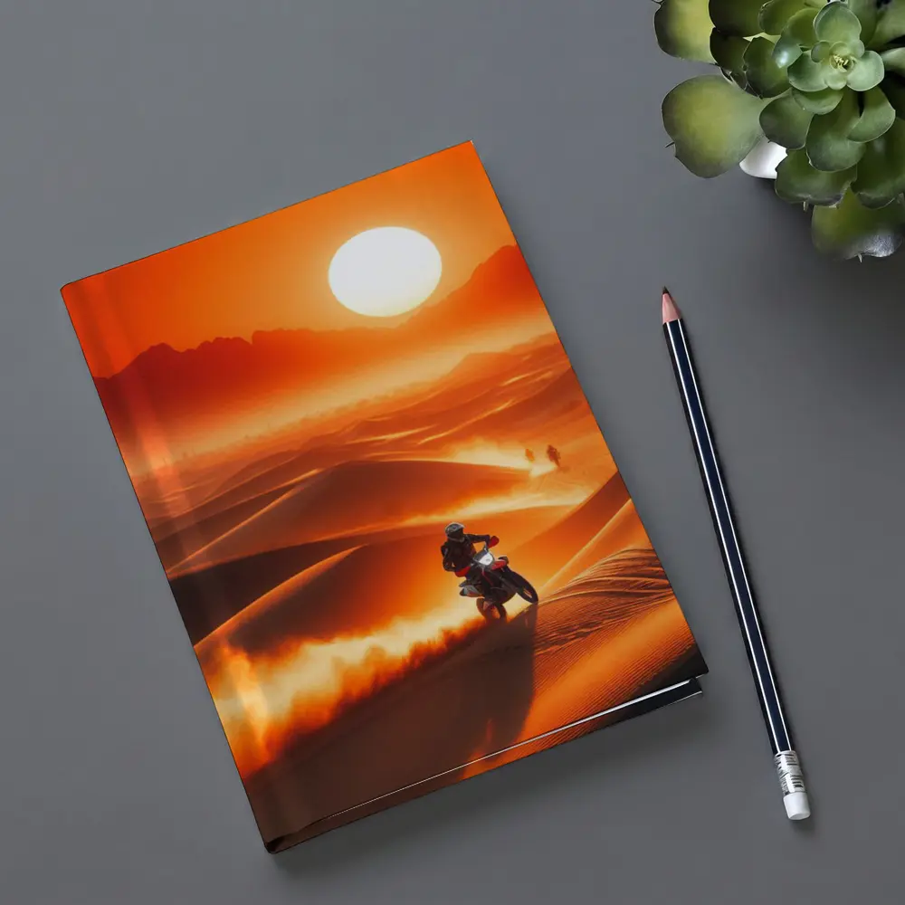 Dirt Bike Rider Blazing Through Desert Dunes – Notebooks