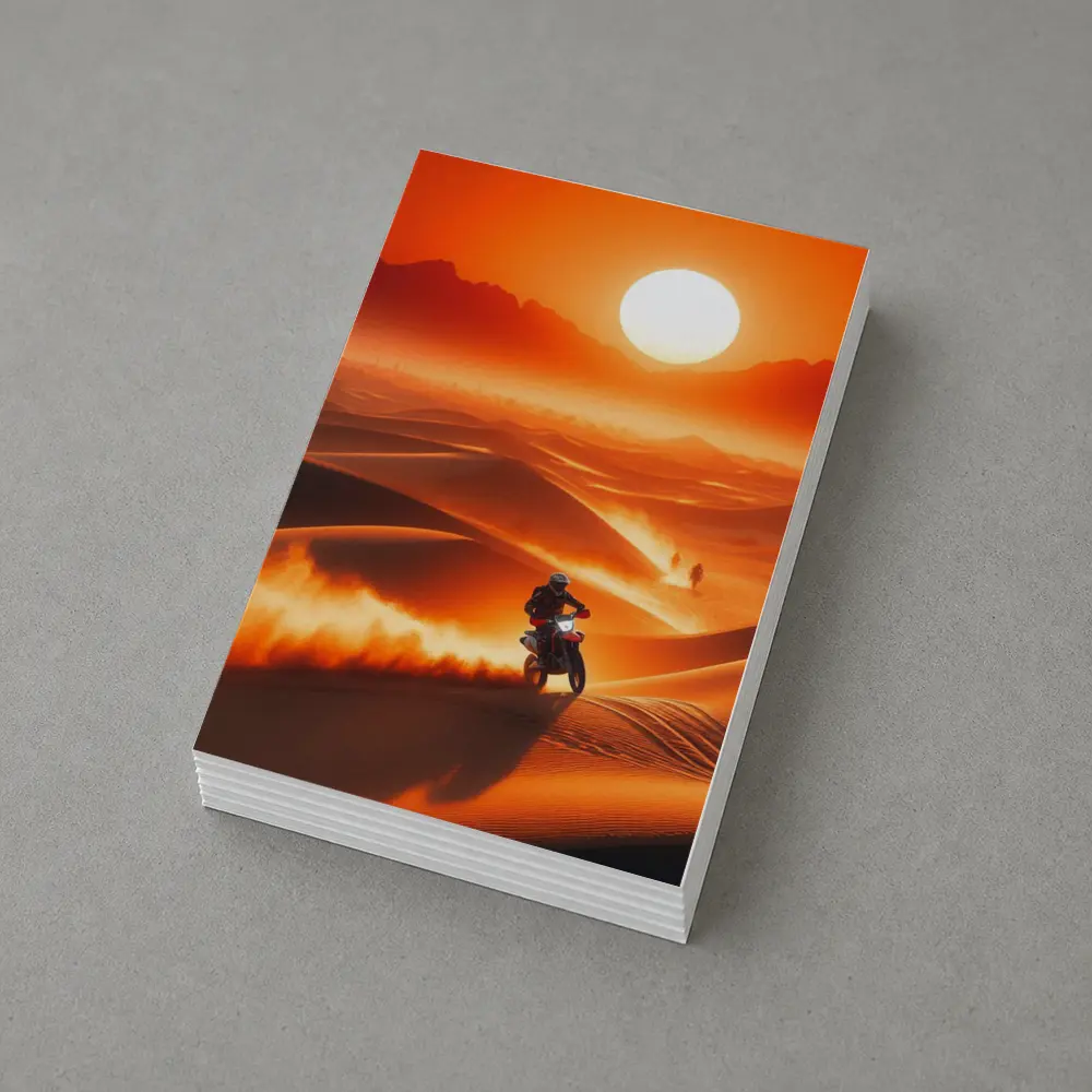 Dirt Bike Rider Blazing Through Desert Dunes – Postcards