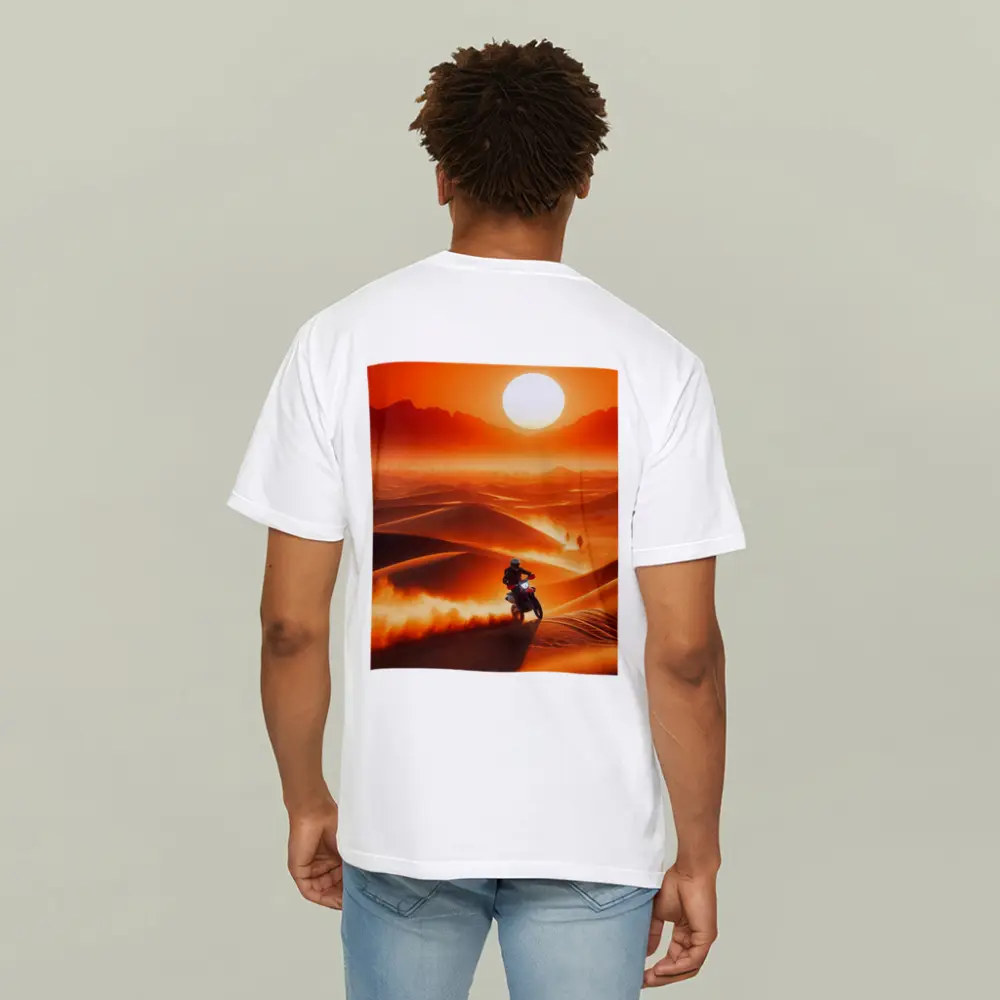 Dirt Bike Rider Blazing Through Desert Dunes – T-Shirts
