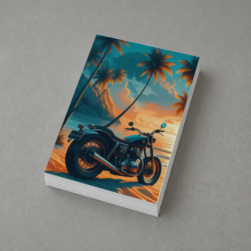 Cafe Racer Motorcycle Tropical Beach Sunset – Postcards