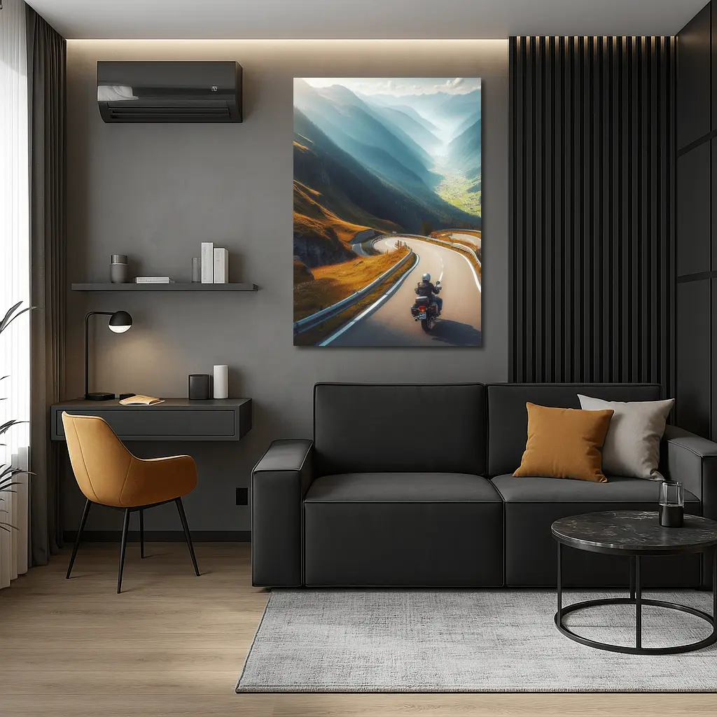 Touring Motorcycle Winding Alpine Mountain Road – Wall Art