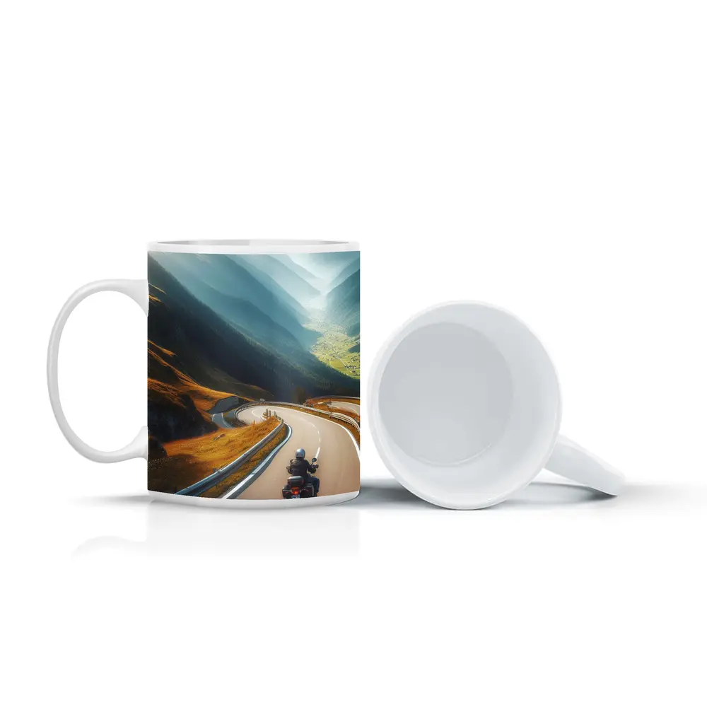 Touring Motorcycle Winding Alpine Mountain Road – Mugs