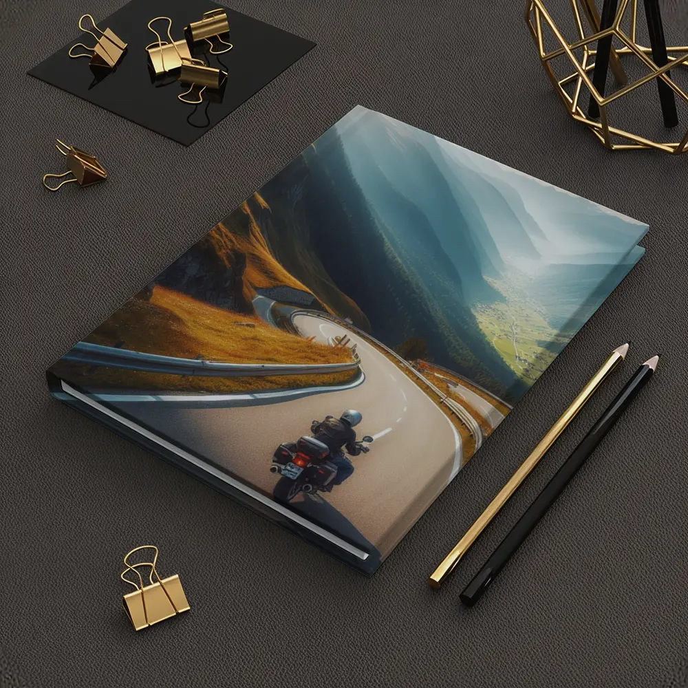 Touring Motorcycle Winding Alpine Mountain Road – Notebooks