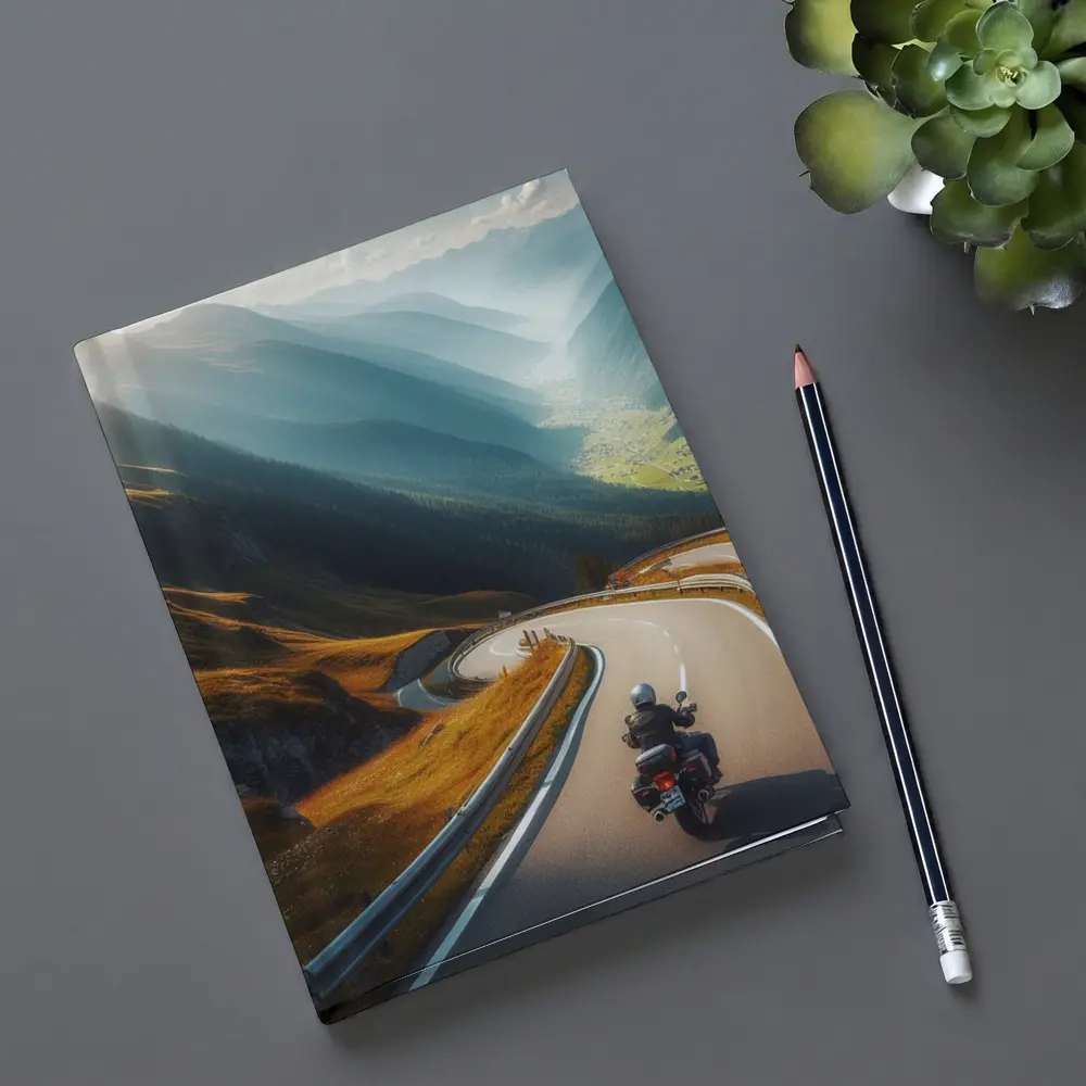 Touring Motorcycle Winding Alpine Mountain Road – Notebooks